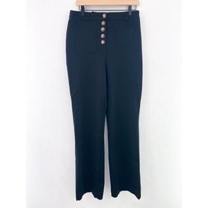 House of Harlow 1960 Black Wide Leg Trouser Pants High Rise Button Fly 8 Sailor